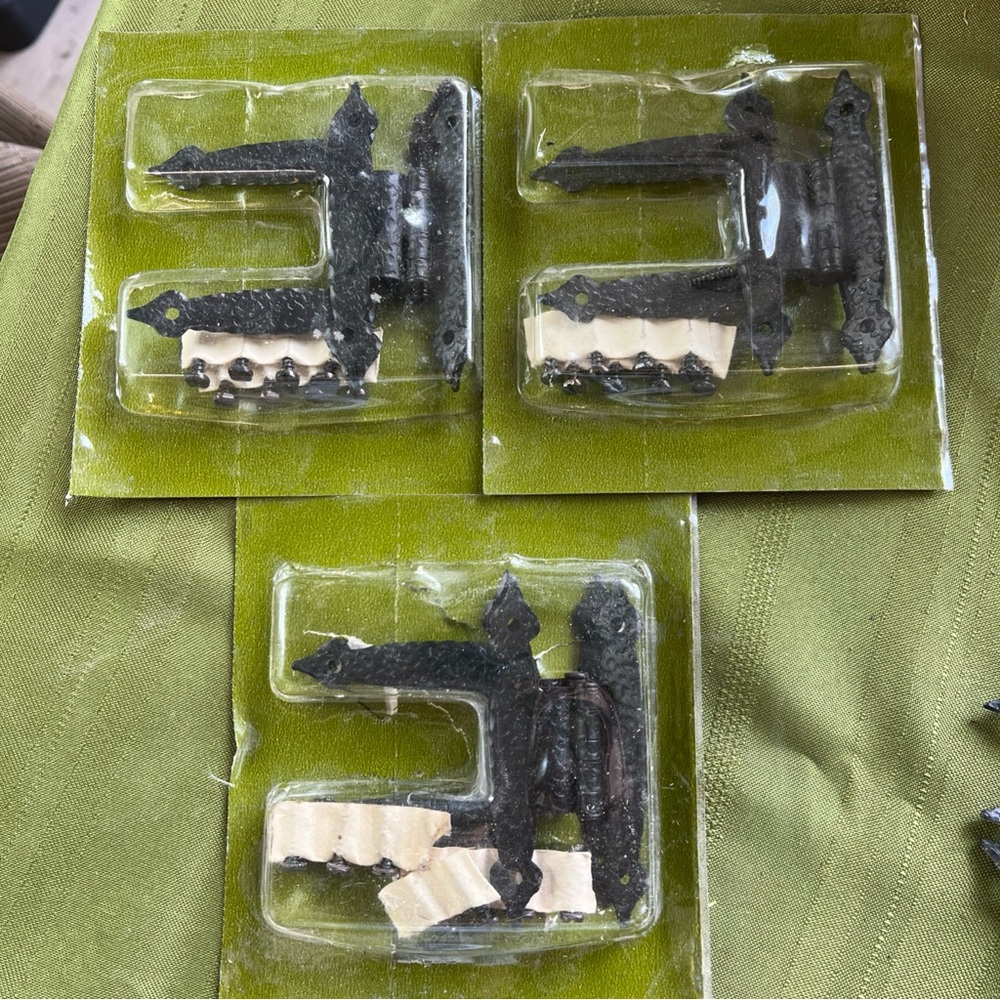 VTG 3 Pair Sears Cabinet Hinge Set  56217 Colonial Black Wrought Steel NOS *READ